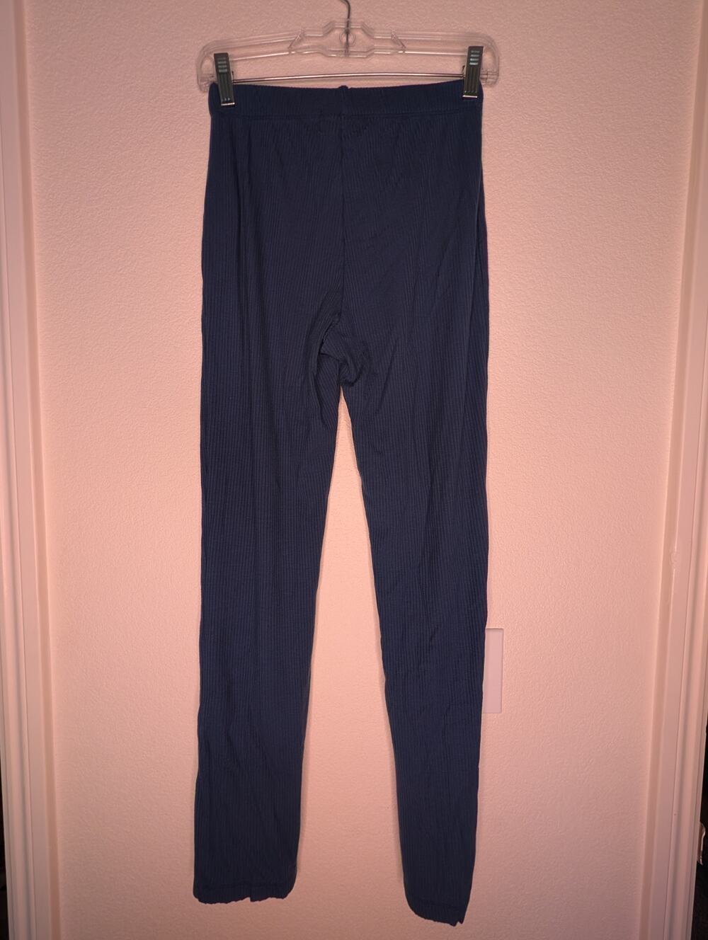 Reformation Jeans Women's Blue Ribbed Knit Lounge Pants XS Designer Travel Chic